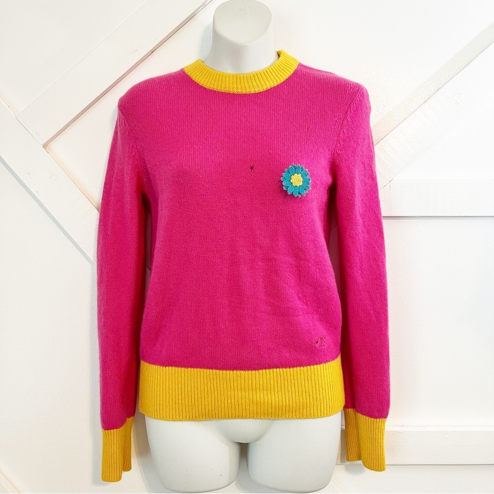 Tory Burch Colorblock Cashmere Sweater, XXSmall